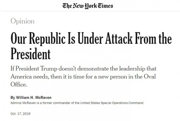 Sembrerebbe proprio che l’ammiraglio McRaven abbia appena invocato un colpo di stato